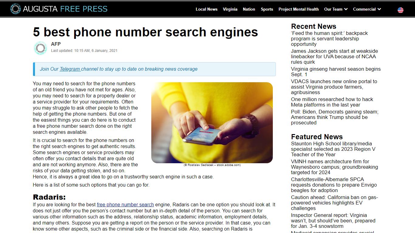 5 best phone number search engines - Augusta Free Press